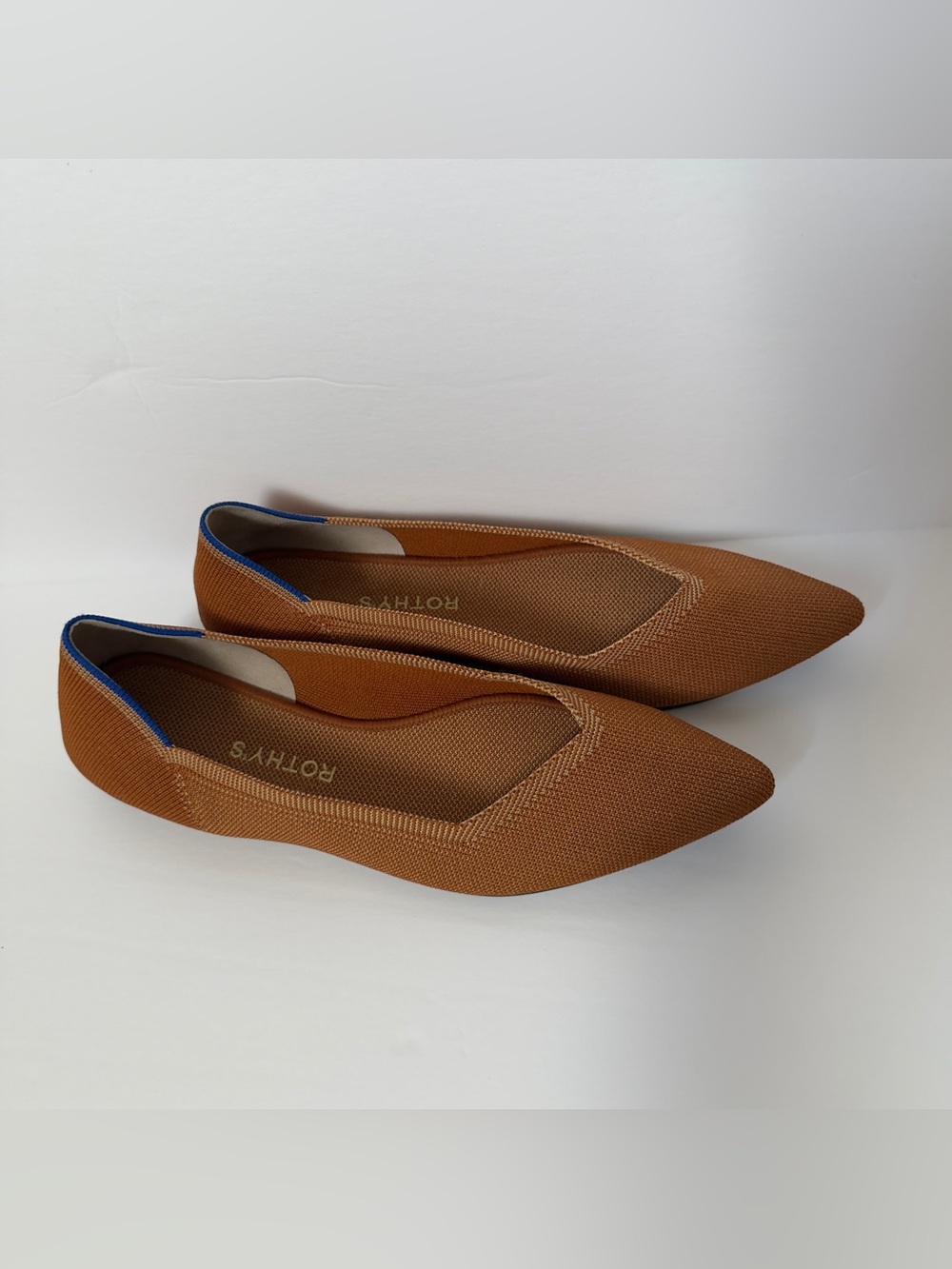 Rothy's Pointed Knit Flats in Cognac Brown Women’s 11.5 washable